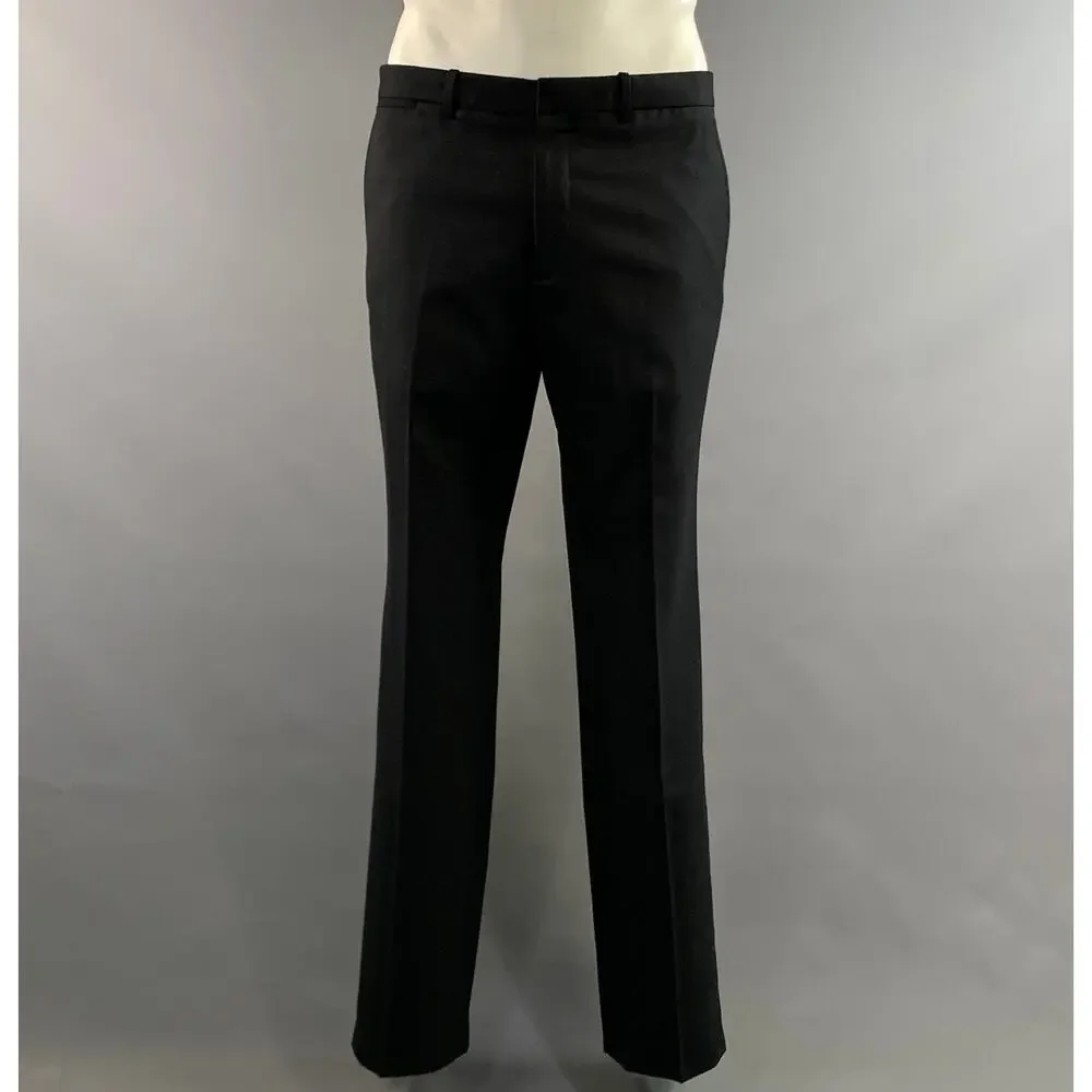 THEORY Chest Size 42 Black Solid Wool Notch Lapel 36 35 Suit